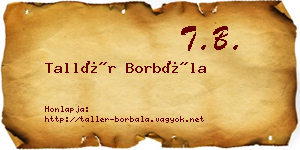 Tallér Borbála névjegykártya
